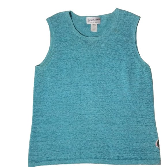 Pendleton Aquamarine Knit Sleeveless Round Neck Sweater Vest - Picture 7 of 8